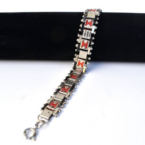Art Deco Chrome & Enamel Bracelet by Jakob Bengel, C1930