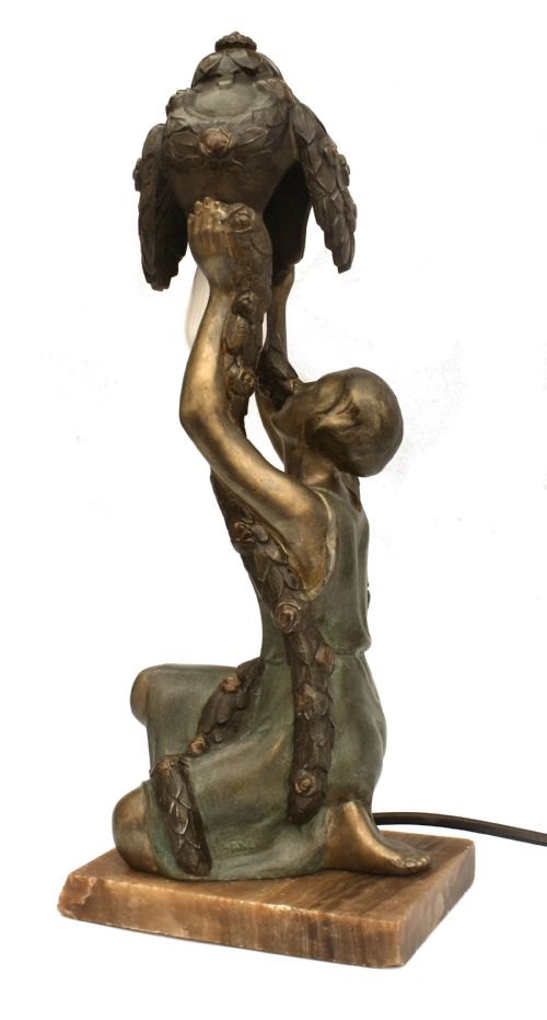 ART DECO FIGURAL LAMP BY PSEGA FRANCE C1930 - ADDITIONAL PHOTO 2
