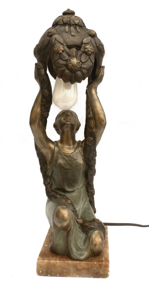 ART DECO FIGURAL LAMP BY PSEGA FRANCE C1930 - ADDITIONAL PHOTO 3