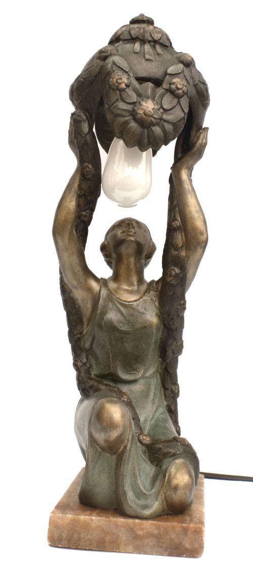 ART DECO FIGURAL LAMP BY PSEGA FRANCE C1930 - ADDITIONAL PHOTO 4
