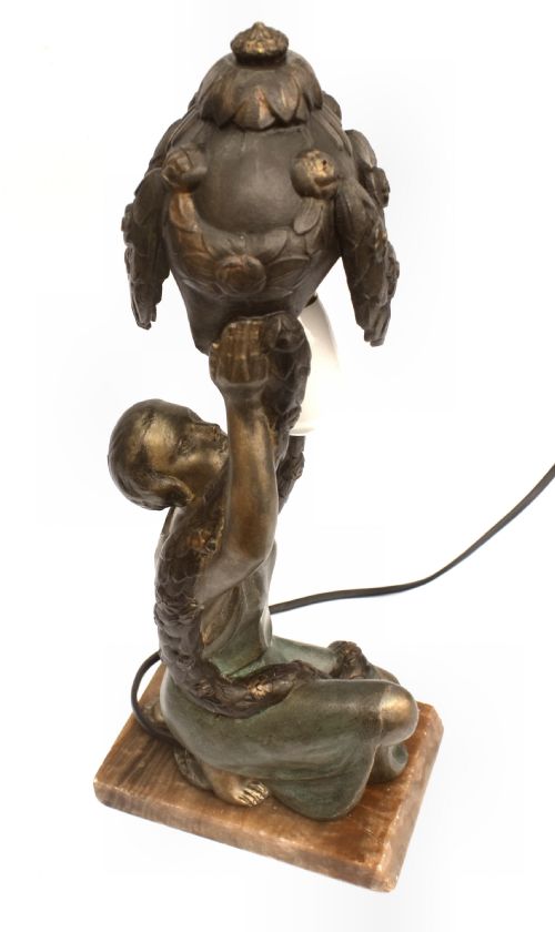 ART DECO FIGURAL LAMP BY PSEGA FRANCE C1930 - ADDITIONAL PHOTO 5