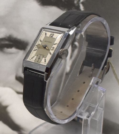 fig 1. Art Deco 1930's Gents Chrome Wristwatch, Never Used, By Bifora, Germany