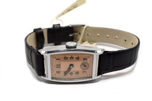 fig 2. Art Deco 1930's Gents Chrome Wristwatch, Never Used, Newly Serviced