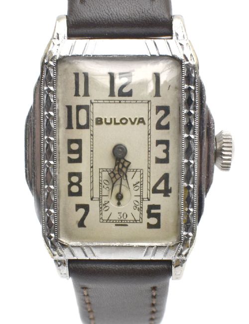 Art Deco Gentleman's 14k White Gold Watch by Bulova, C1929, Serviced.
