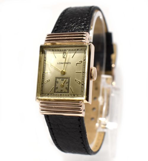 Art Deco 10k Rose Gf Gents Watch by Longines, Serviced, C1941