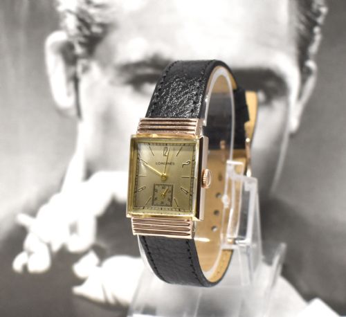 fig 1. Art Deco 10k Rose GF Gents Watch By Longines, Serviced, c1941