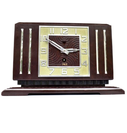 Large Art Deco French Bakelite Mantle Clock by Jaz, C1930s