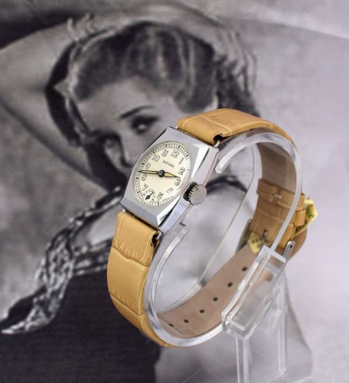 fig 2. Art Deco Ladies Wrist watch Old Stock, Never Worn, By Bifora, c1930