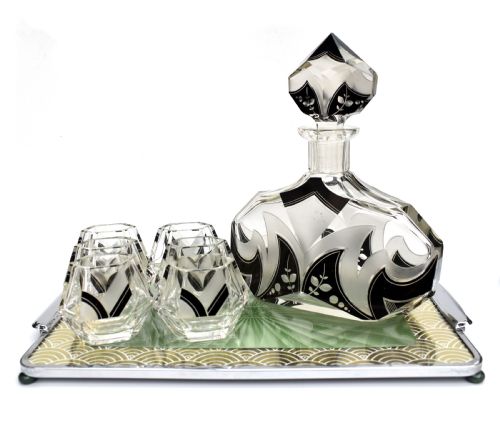 ART DECO KARL PALDA GLASS DECANTER SET WITH 6 GLASSES C1930 - ADDITIONAL PHOTO 2
