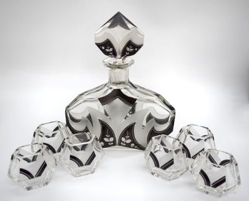 ART DECO KARL PALDA GLASS DECANTER SET WITH 6 GLASSES C1930 - ADDITIONAL PHOTO 10