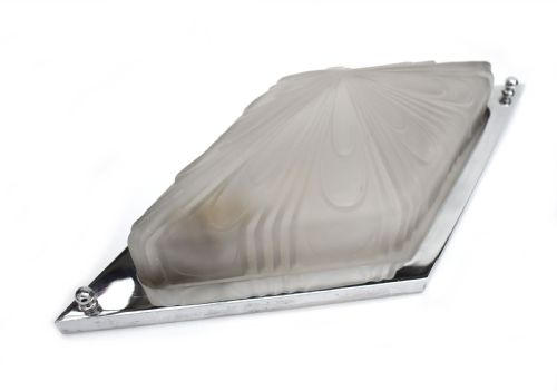 fig 1. Art Deco Superb Large Original Opaque Glass Chrome Wall Light 38cm Long, c1930