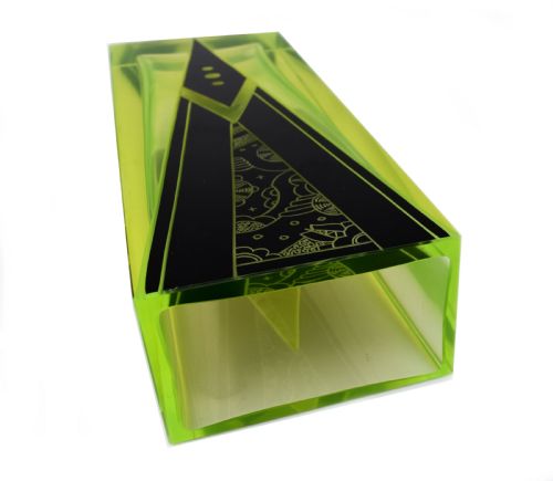 ART DECO URANIUM GLASS ENAMEL VASE BY KARL PALDA C1930 - ADDITIONAL PHOTO 3