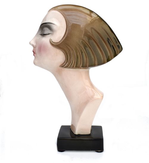 Art Deco Ceramic Head Bust by Katzhutte Hertwig & Co, C1930