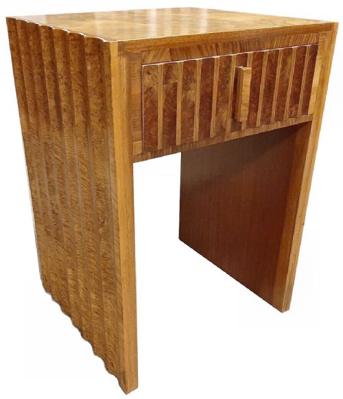 Art Deco Walnut Fluted Occasional Table with Drawer, C1930