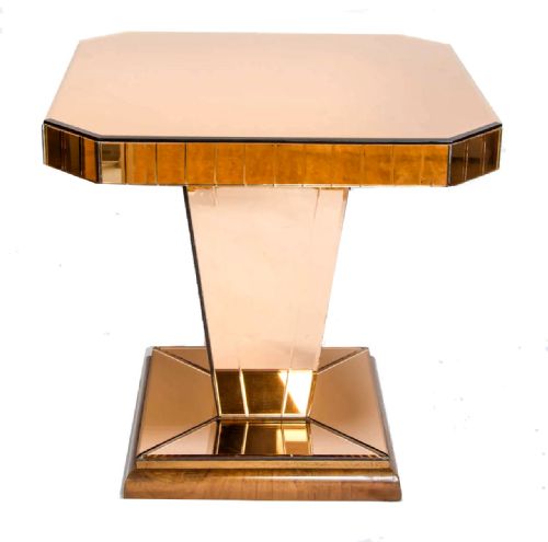 Art Deco Peach Mirror Glass Table, C1930