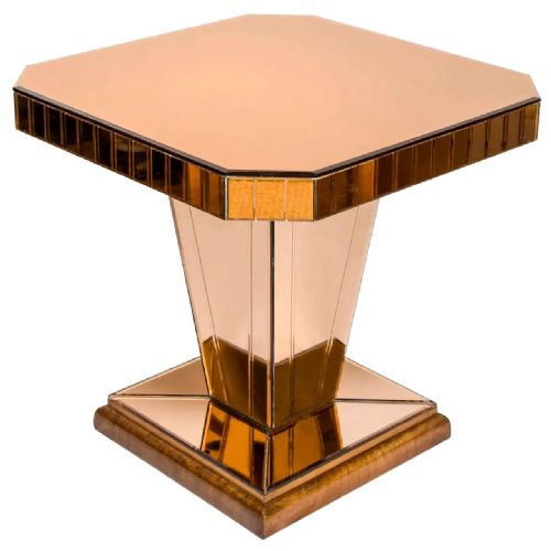 fig 1. Art Deco Peach Mirror Glass Table, c1930