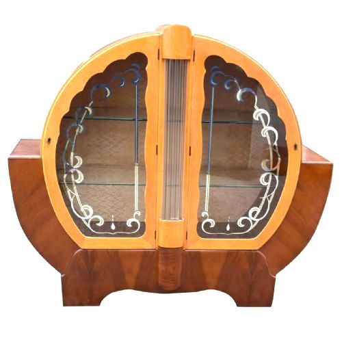 Art Deco Maple & Walnut Display Cabinet, C1930