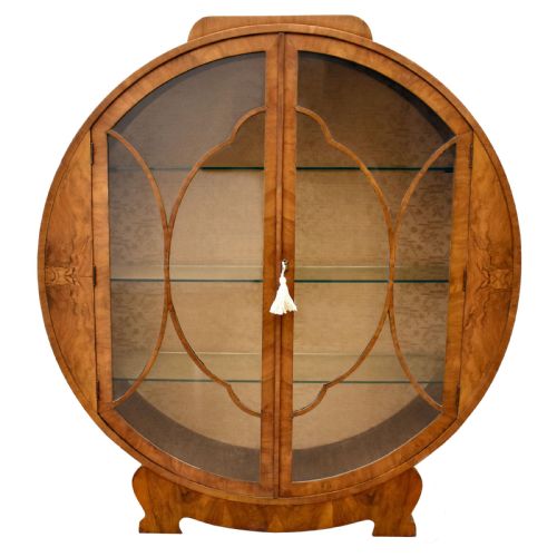 Art Deco Walnut Cloud Display Cabinet, C1930