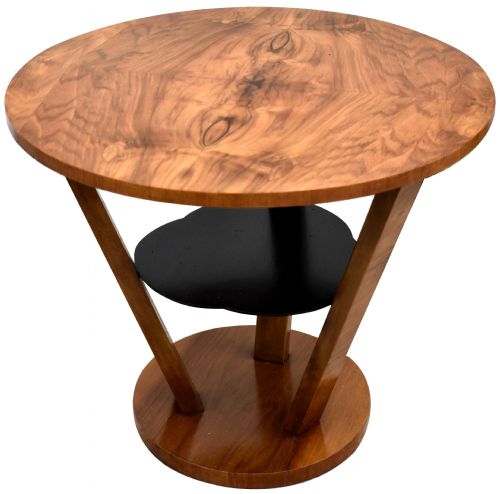 Art Deco Walnut Occasional Three Tier Table