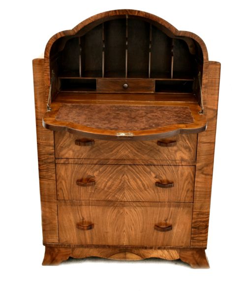 Art Deco Walnut Cloud Writing Bureau, C1930
