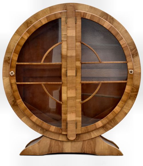 Art Deco Walnut Circular Display Cabinet, C1930s