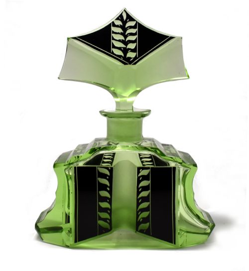 Art Deco Large Glass Perfume Bottle by Karl Palda, C1930