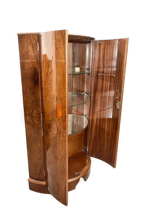fig 1. Art Deco Demi Walnut Cocktail Drinks Cabinet, c1930