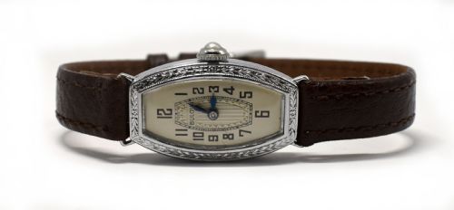 fig 2. Art Deco 14k White Gold Ladies Watch By Bulova, Serviced, c1929