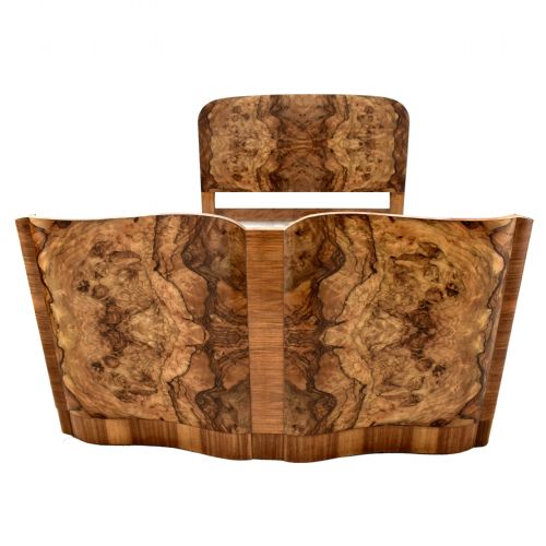 Art Deco Walnut Double Bed, C1930's