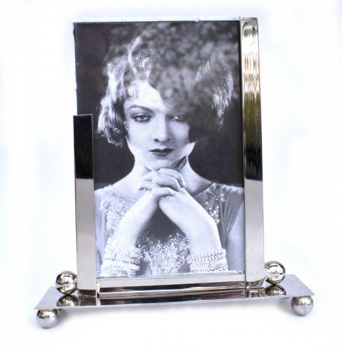 Art Deco Chrome & Glass Free Standing Picture Frame, C1930