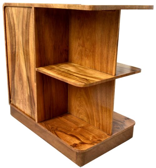 Art Deco Figured Walnut English Book Table on Casters, C1930