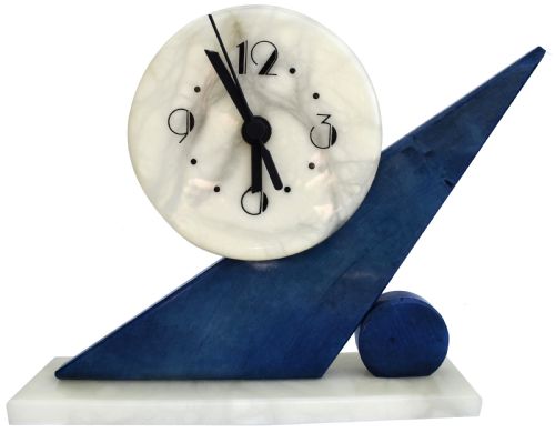 Art Deco Two Tone Marble Clock, C1930