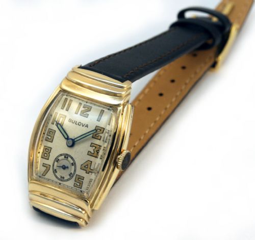 fig 1. Art Deco Gents 10k Rolled Gold Watch By Bulova, Serviced, c1942