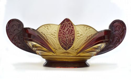 Huge Art Deco Glass Centerpiece Bowl, Czech, C1930