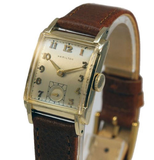 fig 4. Art Deco Gents 14k GF, 19 Jewels Watch By Hamilton , USA, c1941