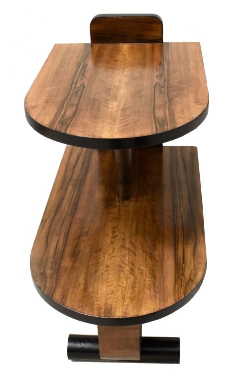 ART DECO MODERNIST WALNUT TWO TIER TABLE ON CASTERS C1930 - ADDITIONAL PHOTO 6