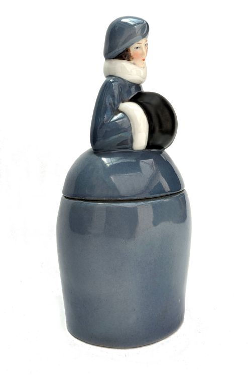ART DECO HALF DOLL FLAPPER GIRL POWDER JAR AUSTRIAN C1930 - ADDITIONAL PHOTO 2