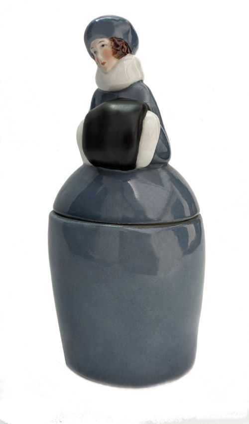 ART DECO HALF DOLL FLAPPER GIRL POWDER JAR AUSTRIAN C1930 - ADDITIONAL PHOTO 4
