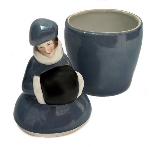 ART DECO HALF DOLL FLAPPER GIRL POWDER JAR AUSTRIAN C1930 - ADDITIONAL PHOTO 6