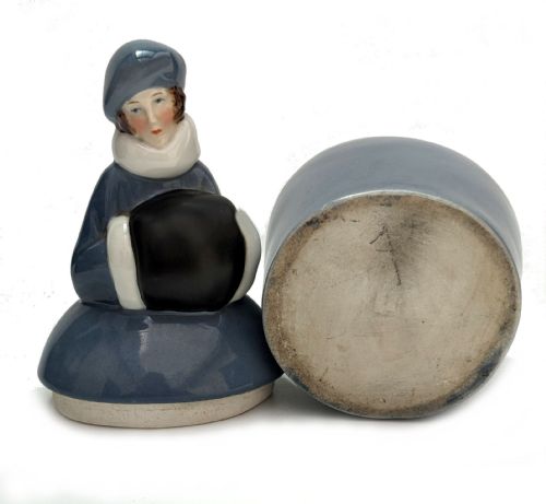 ART DECO HALF DOLL FLAPPER GIRL POWDER JAR AUSTRIAN C1930 - ADDITIONAL PHOTO 7