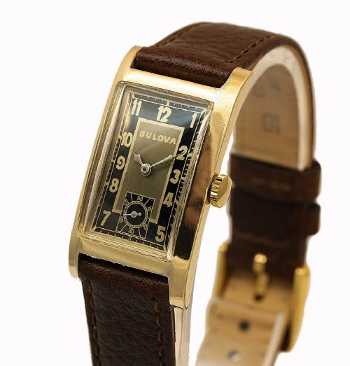 fig 1. Art Deco Gents 10k Rolled Gold Watch By Bulova, c1939