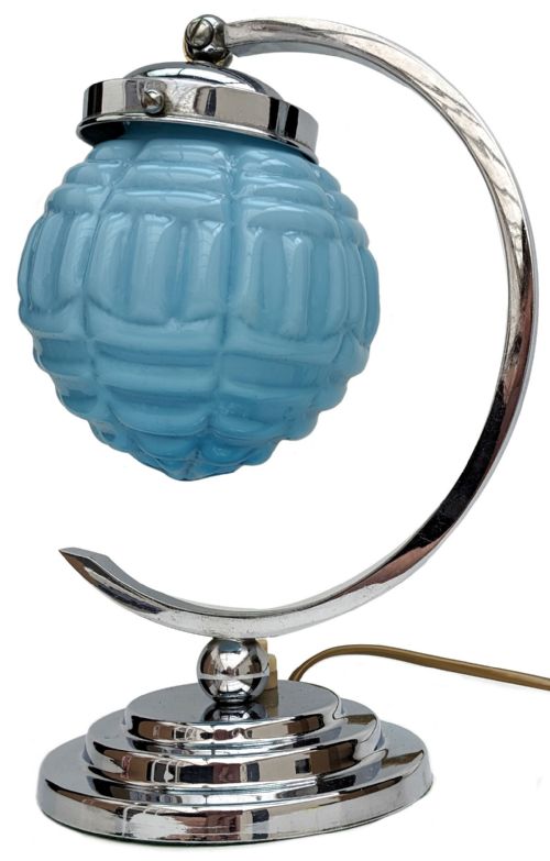 Art Deco Chrome & Glass Table Lamp, C1930