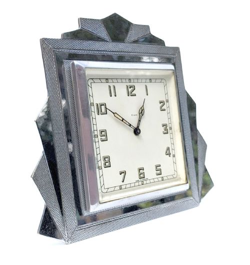 ART DECO CHROME SMALL 'SMITHS' CLOCK BY AL DAVENPORT C1930 - ADDITIONAL PHOTO 1