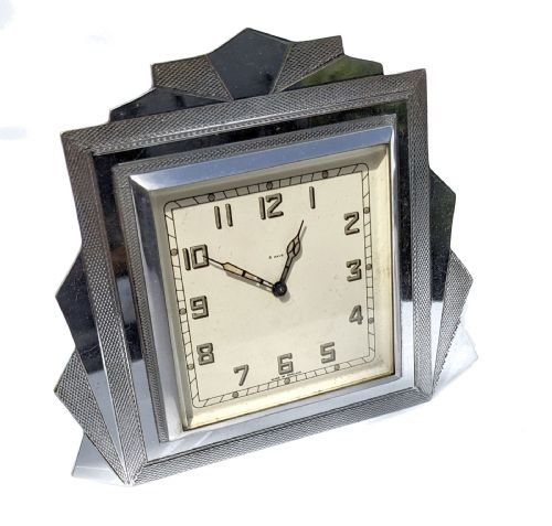 ART DECO CHROME SMALL 'SMITHS' CLOCK BY AL DAVENPORT C1930 - ADDITIONAL PHOTO 8