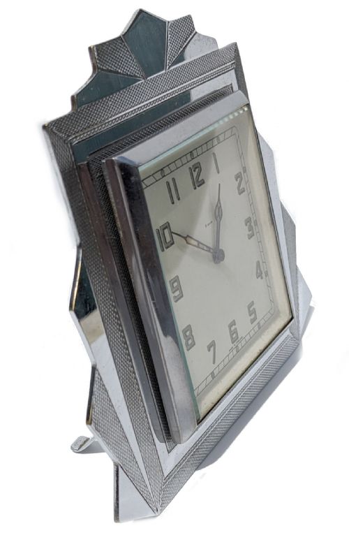 ART DECO CHROME SMALL 'SMITHS' CLOCK BY AL DAVENPORT C1930 - ADDITIONAL PHOTO 9