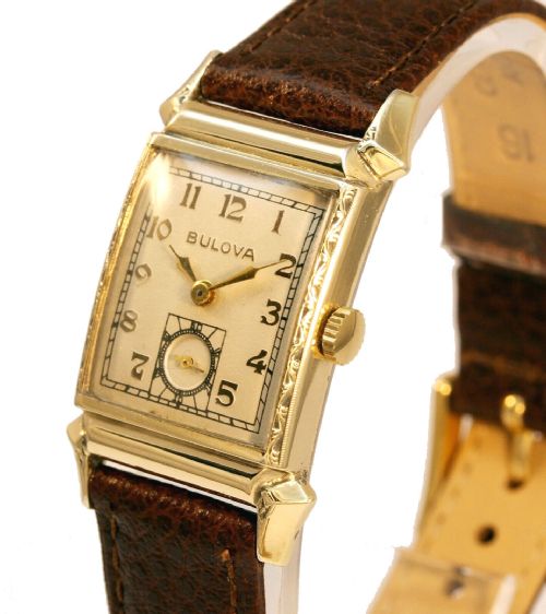 fig 1. Art Deco Gents 10 K Rolled Gold Watch WW2, c1943, Just Serviced, Great Condition