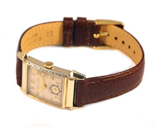 fig 5. Art Deco Gents 10 K Rolled Gold Watch WW2, c1943, Just Serviced, Great Condition