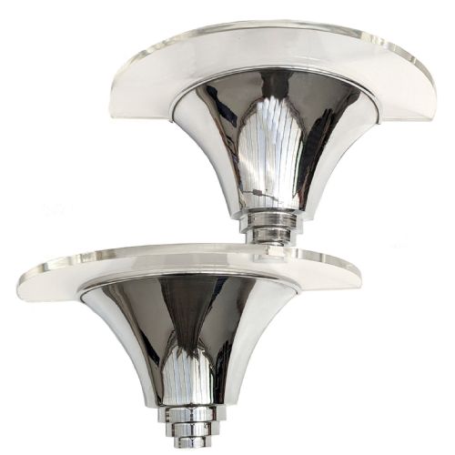 Art Deco Pair of Trumpet Chrome & Acrylic Wall Light Sconces, Circa 1930