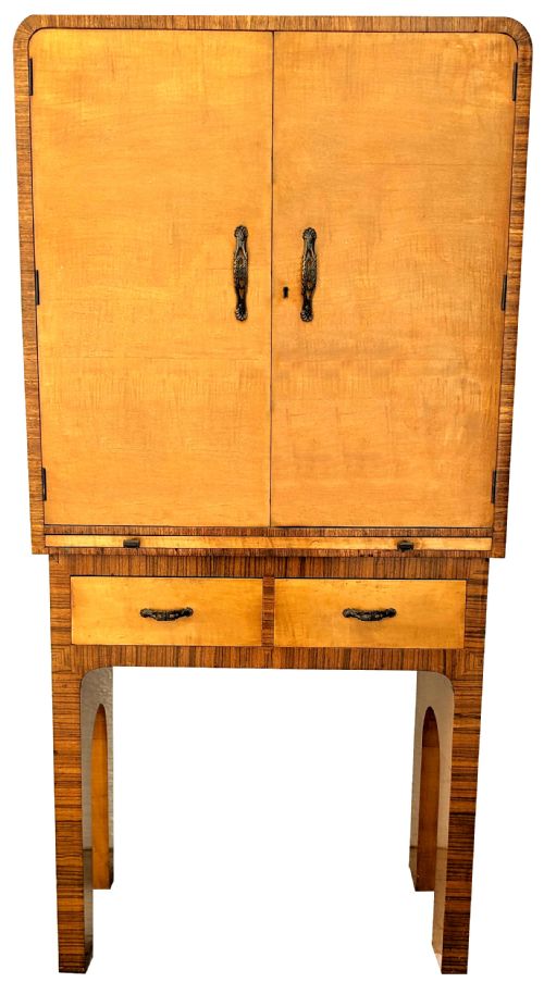 Art Deco Satinwood High End Cocktail Cabinet by Epstein Brothers, C1930