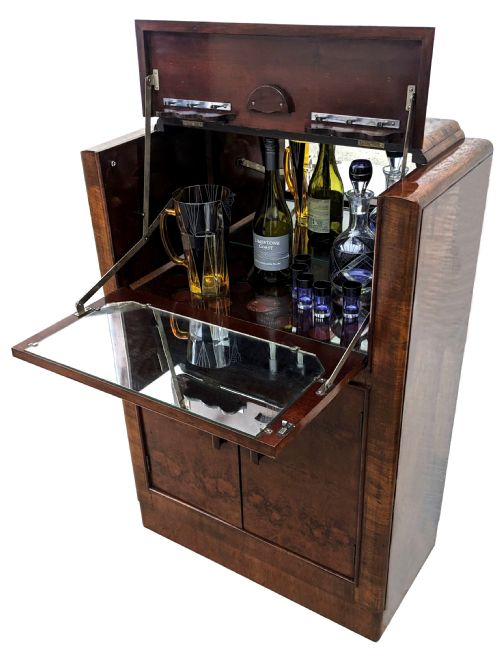 Art Deco Walnut Cocktail Cabinet,  C1930